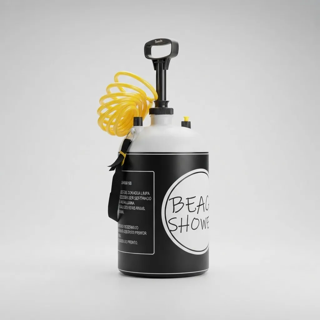 Beach Shower com mangueira espiral amarela